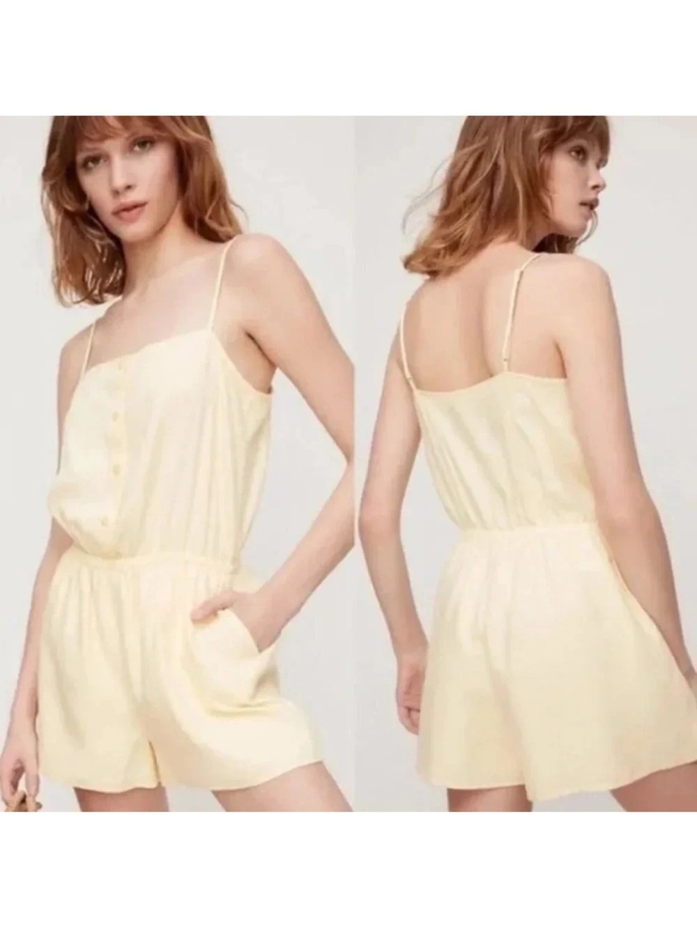 NWT Sunday Best Makenna Shorts Romper Linen Blend Playsuit Yellow